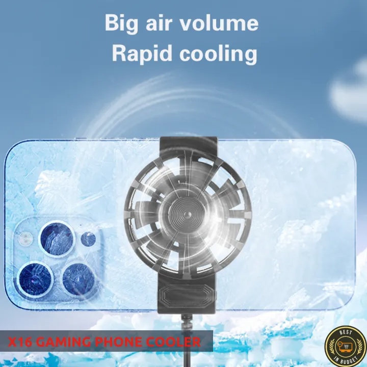X16 Mobile Cooler For Gaming Universal Size Mini Cooling Fan for All Gaming Phone