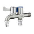 Stainless Steel Faucet Double Outlet Dual Control Water Tap One in Two Out Faucet 1/2" Bidet Faucets Bathroom Accessories. 