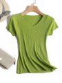 Pullover knitted Short Sleeve knitted Sweater Women Spring Summer Slim Basic Solid Casual Base Female knitting shirts 2026 Korea.