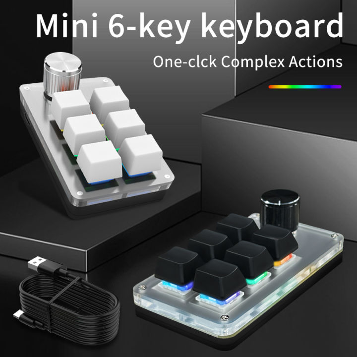 6 Keys 1 Knob Mini Keyboard RGB Wired Programming Macro Mechanical ...