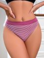 3Pcs Women's Striped Underpants Trendy Simple Triangle Briefs Comfortable Breathable Close Fitting Mid High Waist Underpants. 