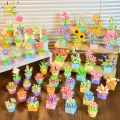 HUIQIBAO MOC Flower Succulent Potted Model Building Block DIY Eternal Bouquet Home Desk Plant Decor Brick Girl  Children Toy. 