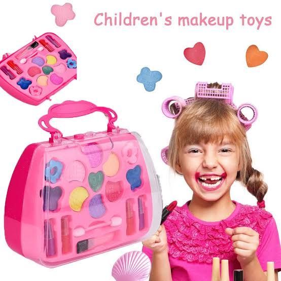 Girls Play Cosmetic Set Kids Makeup Kit Ice Cream Style Princess Pretend Play Toys Set Perfect Gift for Girls Learn to Wear Makeup