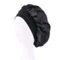 New Women's Satin Solid Wide-brimmed Sleeping Hat Unisex Head Wrap Elastic Band Cap Hair Care Bonnet Night Hat bonnet de nuit. 