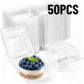 50PCS Transparent Plastic Cake Box Dessert Bread Fruit Salad Birthday Wedding Party Restaurant Household Disposable Food Box.