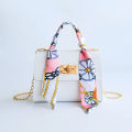 Women's fashionable simple solid color handbag design silk scarf mini chain single shoulder. 