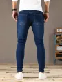 2025 Spring New Mens Slim Fit Classic Skinny Jeans Casual Street Style Casual Mens Skinny Jeans Male Slim Fit Pencil Denim Blue. 