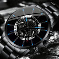 Fashion Mens Stainless Steel Watches Luxury Quartz Wristwatch Calendar Men Business Casual Leather Bracelet Watch. 