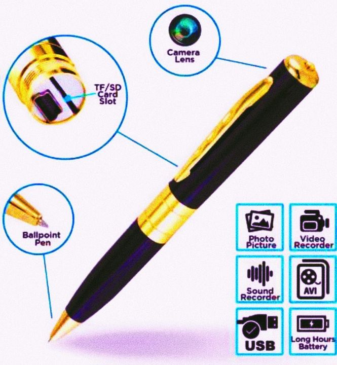 Camera Pen 1080P Motion Detection Security Camera Pen with Mini Spy  Camera for Indoor Outdoor Meetings and Classrooms