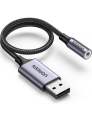 UGREEN USB to 3.5mm Jack Audio Adapter Sound Card Support Mic TRRS Headphone DAC 24bit 96kHz Nylon Braided USB to Aux Jack Compatible with Windows Mac Linux PC PS5 PS4 Switch Speaker, 9.8 Inch. 