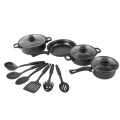12Pcs Non Stick Cookware Set Deep Frying Pan with Lid Milk Pot Maifan Stone Frying Pan Stackable Pot Set for All Types of Cooker. 