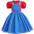 Super Bros Stage performance movie cosplay girls puff Sleeve Top+Dress Girl Halloween Birthday Party Cosplay. 