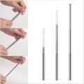 Telescopic Drinking Straw Stainless Steel Portable Travel Straw Metal Reusable Straws With Brush Cocktails Tools Bar Accessories.