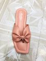 Girls Fashionable Cute Look Slim Flat Shoes | Solid Color Butterfly Sandal. 