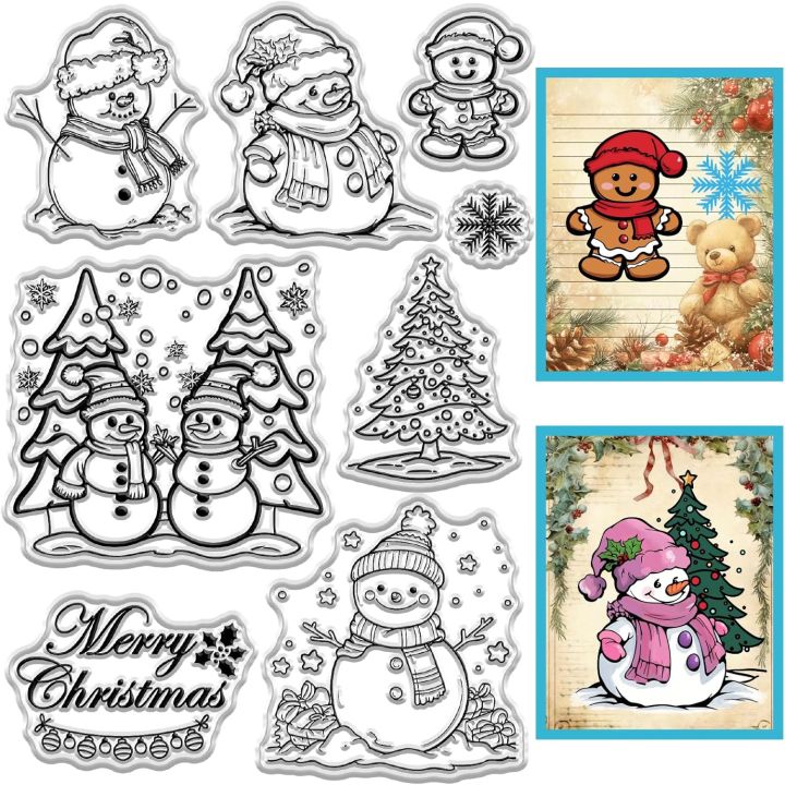 Christmas%20Clear%20Stamps%20Snowman%20Gingerbread%20Man%20Snowflake%20Merry%20Christmas%20Tree%20Transparent%20ReusableRubber%20Stamp%20-%20Image%207