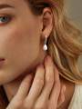 1 Pair Stainless Steel Waterproof And Non-Fading Stylish Women's Water Droplet Pearl Hoop Earrings, Suitable For Women's Daily. 