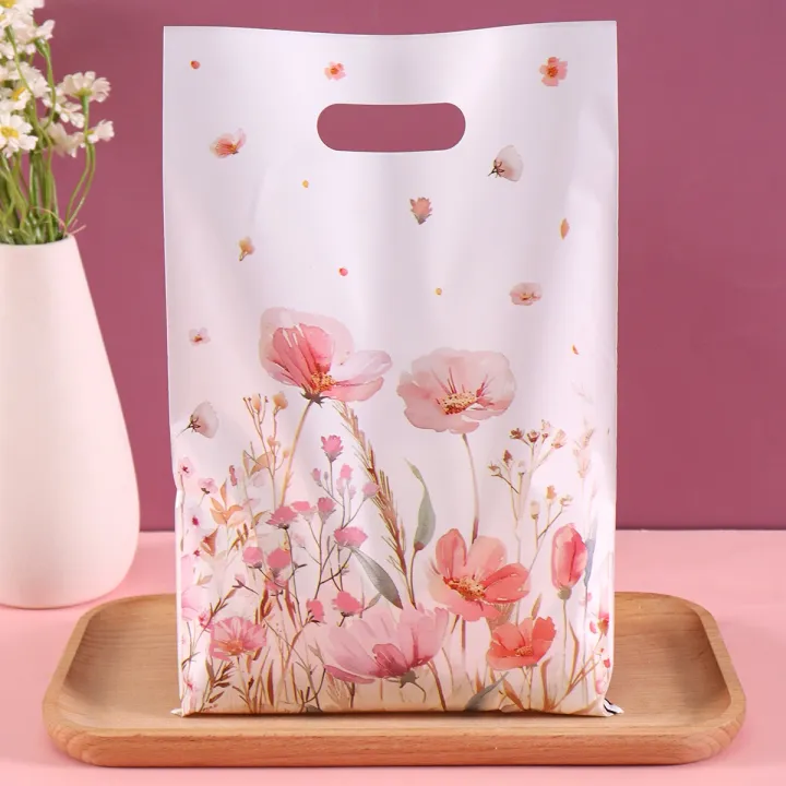 10/20/50pcs%20Spring%20Wildflowers%20Plastic%20%20Bags,%20Floral%20Grass%20Butterfly%20Design%20Handheld%20Bag%20for%20Wedding,%20Mother's%20Day,%20Birthday%20-%20Image%204