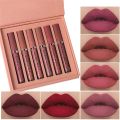 6 Colors Matte Liquid Lipstick Nude Set Clearance Moisturizer Smooth Lipstick Velvet Long-Lasting Waterproof Lip 6x12.3g. 