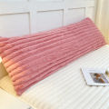 1PC solid color striped plush pillowcase, extended single and double couple pillow core case, soft and comfortable (coreless).