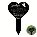1pc Heart-shaped Commemorative Plaque Pile Cemetery Mark Black Garden Pile Sympathy Cemetery Pile Courtyard Cemetery Decoration. 