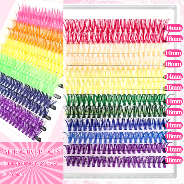 %5BPersonal%20Eyelash%5D%20240/390/600%20Cluster%20Color%20Mixed%20Eyelash%20Extension%20Kit%20Makeup%20Beginner%20False%20Eyelash%20-%20Image%203