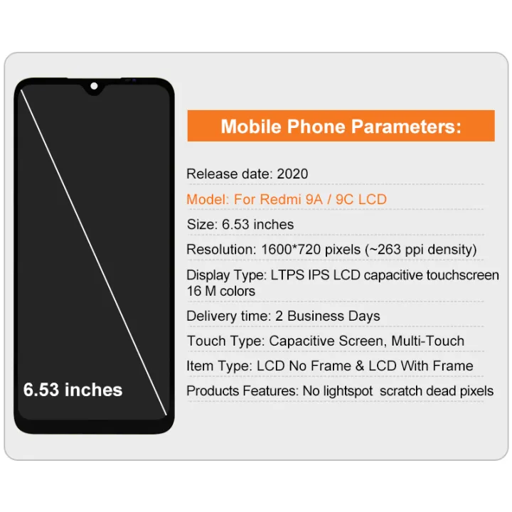 6.53''%20For%20%20Redmi%209A%20Display%20LCD%20Touch%20Screen%20Digitizer%20For%20Redmi%209C%20LCD%20Replacement%20Parts%20With%20Frame%20-%20Image%202