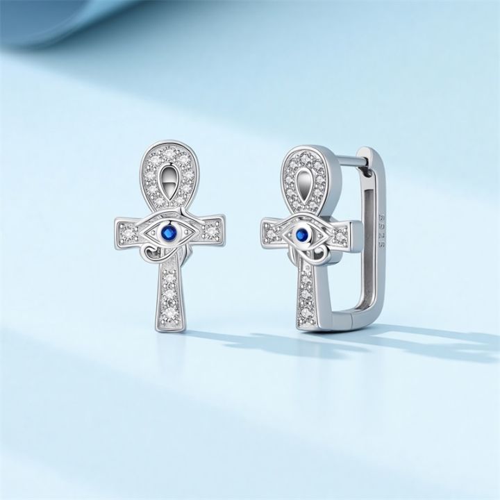 New%20925%20Sterling%20Silver%20Ankh%20Cross%20Earrings%20Sparkling%20CZ%20Zircon%20For%20Women%20Girls%20Adorable%20Birthday%20Party%20Cute%20Jewelry%20s%20-%20Image%202