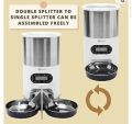 Automatic Stainless Steel Pet Cat Feeder Two-Way Splitter and Double Bowls Dog Feeder Food Dispenser Voice Recorder, Battery and Plug-in Power by U.S. Solid. 