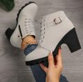 Women's Ankle Boots, Fashionable Versatile Chunky Heel Side Zipper Shortie, New 2025 Seasonal Shoes for All Seasons Gift Idea Cute Travel Style Classic Elegant Comfort Breathability Lightweight Trendsetter Plus Size. 