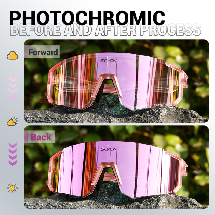 SCVCN Photochromic Cycling Glasses Women Sunglasses Outdoor Sports MTB Mountain Bike Road Bicycle Goggles Night Riding Eyewear