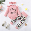 3PCS Newborn Baby Girl Daily Clothes Set Mama Print Long Sleeve Romper Top+Love Heart Print Pant+Headband Lovely Autumn Outfit. 