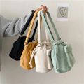 2025 New Women Bag Middle Shoulder Bag Korean Style Drawstring Bucket Bag Casual Light Youth Crossbody Bag Whole Sale. 