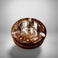 Pristine - Wooden Ashtray , Round Star Inlay Design Ash Tray, Steel Bowl CigatHolder,Thanks Giving or Christamas Gift - Perfect Condition.
