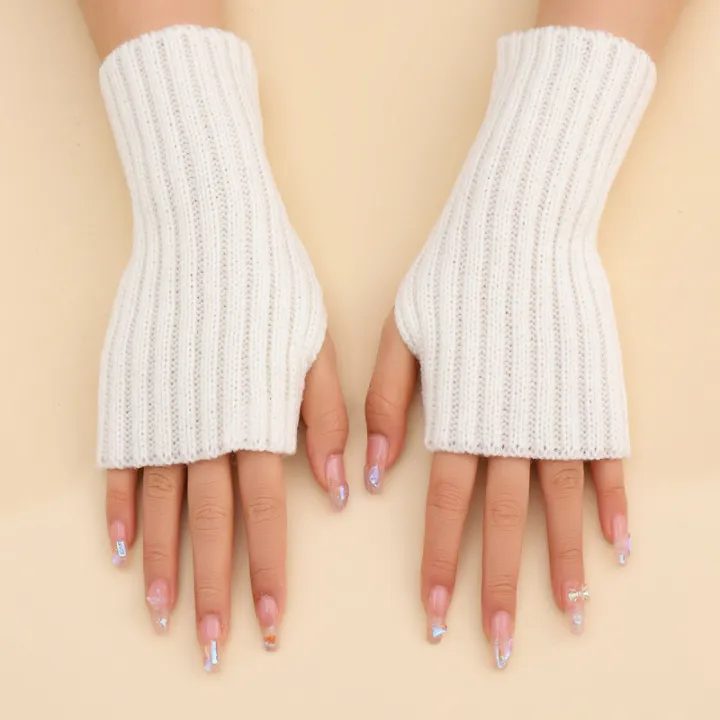 Autumn%20Winter%20Fashion%20Warm%20Fingerless%20Solid%20Color%20Ribbed%20Knitted%20Short%20Gloves%20Arm%20Warmers%20-%20Image%203