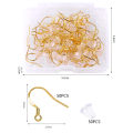 50Pcs/Box 925 Silver-Plated Gold Earring Hooks Kit With Earring Backs For DIY Jewelry Making Accessories. 