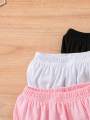 3pcs baby solid color comfy shorts casual elastic waist bloomers infant toddler girls bottoms for summer. 