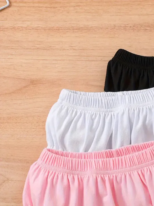 3pcs%20baby%20solid%20color%20comfy%20shorts%20casual%20elastic%20waist%20bloomers%20infant%20toddler%20girls%20bottoms%20for%20summer%20-%20Image%203
