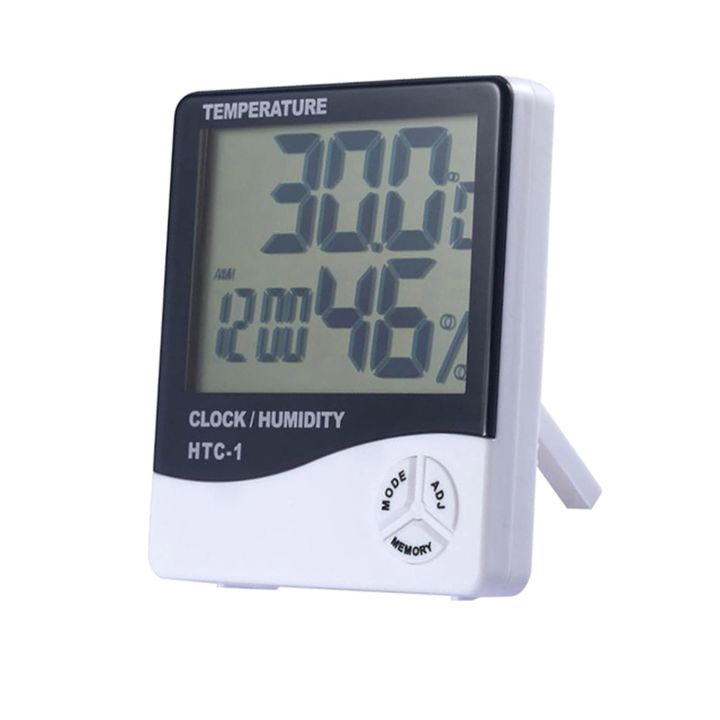 LCD Digital Temperature Humidity Meter HTC-1 Home Indoor Outdoor Hygrometer Thermometer Weather Station with Clock