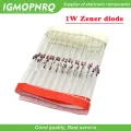 100pcs 1W Zener diode DO-35 1N4735A 6V2 1N4734A 5V6 1N4733A 5V1 1N4732A 4V7 1N4731A 4V3 1N4730A 3V9 1N4729A 3V6  1N4728A 3V3. 
