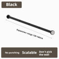 Black Non Drilling Shower Curtain Rod Spring Rotating Telescopic Wardrobe/Curtain Rod Extendable Anti Slip Stainless Steel Rod. 