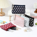 Small Fresh Canvas Dot Makeup Bag Simple and Portable Skincare Storage Bag Korean Version Student Pencil Case Wallet. 