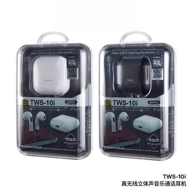 REMAX TWS-10I TRUE WIRELESS 5.3 STEREO MUSIC EARBUDS BLACK/WHITE TOP QUALITY NEW