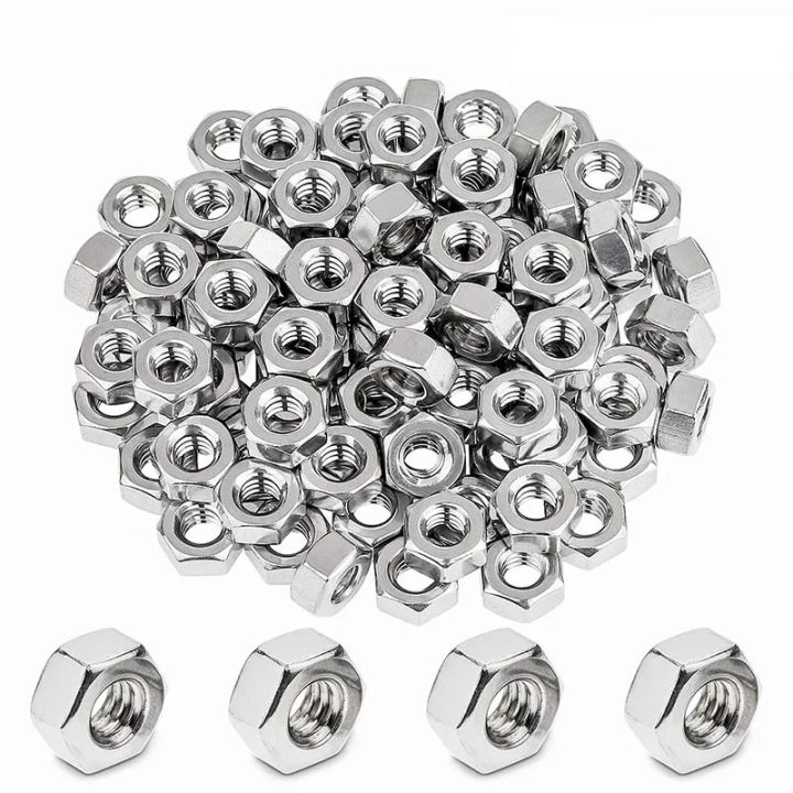50 Pieces 1/4"-20 Stainless Hex Nut, Stainless Steel (304) 18-8 Nuts