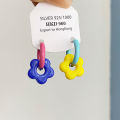 Colorful Enamel Flower Metal Alloy Ear Buckle Dopamine Sweet Earrings Girls Birthday Party Friendship Jewelry . 