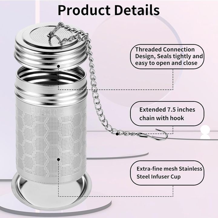 304%20Stainless%20Steel%20Tea%20Strainers%20Set:%20Extra%20Fine%20Mesh%20Tea%20Infuser%20for%20Loose%20Leaf%20Tea%20-%20Updated%20Slim%20Threaded%20Lid%20for%20Black%20Tea%20-%20Image%203