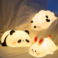 LED Night Lights Cute Sheep Panda Rabbit Silicone Lamp USB Rechargeable Timing Bedside Decor Kids Baby nightlight Birthday Gift. 