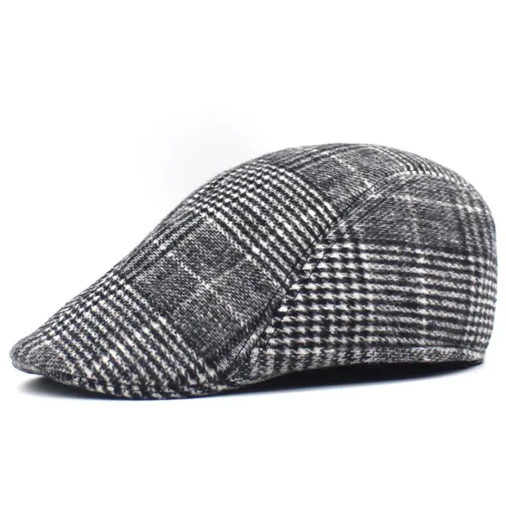 British%20Style%20Gentleman%20Golf%20Baseball%20Hat%20Wool%20Beret%20Cap%20Retro%20Newsboy%20Painters%20Plaid%20Check%20Printed%20Hat%20Waiter%20Cabbie%20Flat%20Visor%20-%20Image%207