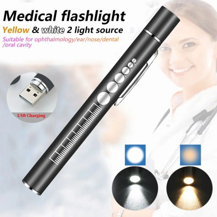 Portable Medical LED Penlight with Pupil Gauge Built-In Battery Mini ...