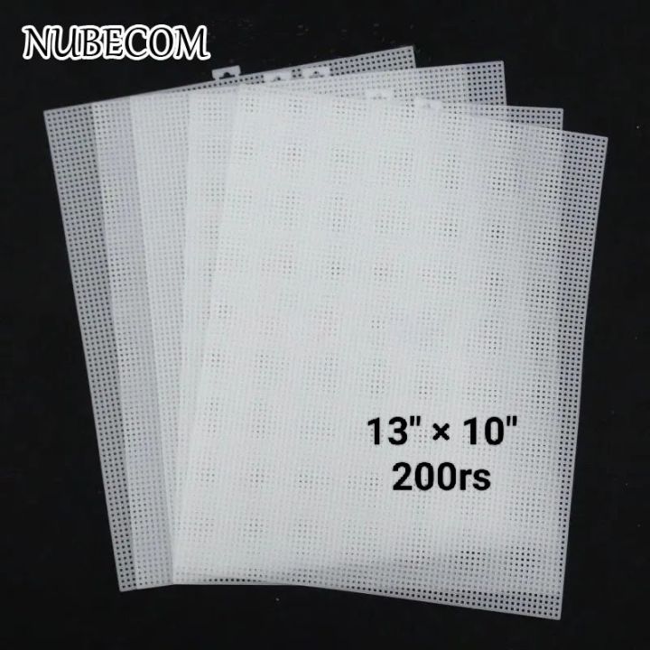 3 Plastic Cross Stitch Canvas Sheet for Cross Stitch Craft, Sewing, Embroidery, White