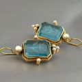 Elegant Vintage Geometric Pearl Pendant Drop Earrings Women Exquisite Hanging Piercing Earring Wed Bridal Jewelry Gift.